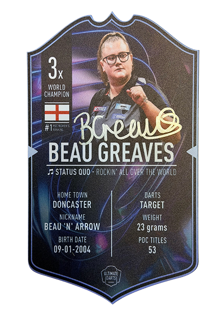 EXCLUSIVE SIGNED BEAU GREAVES Ultimate MINI Darts Card