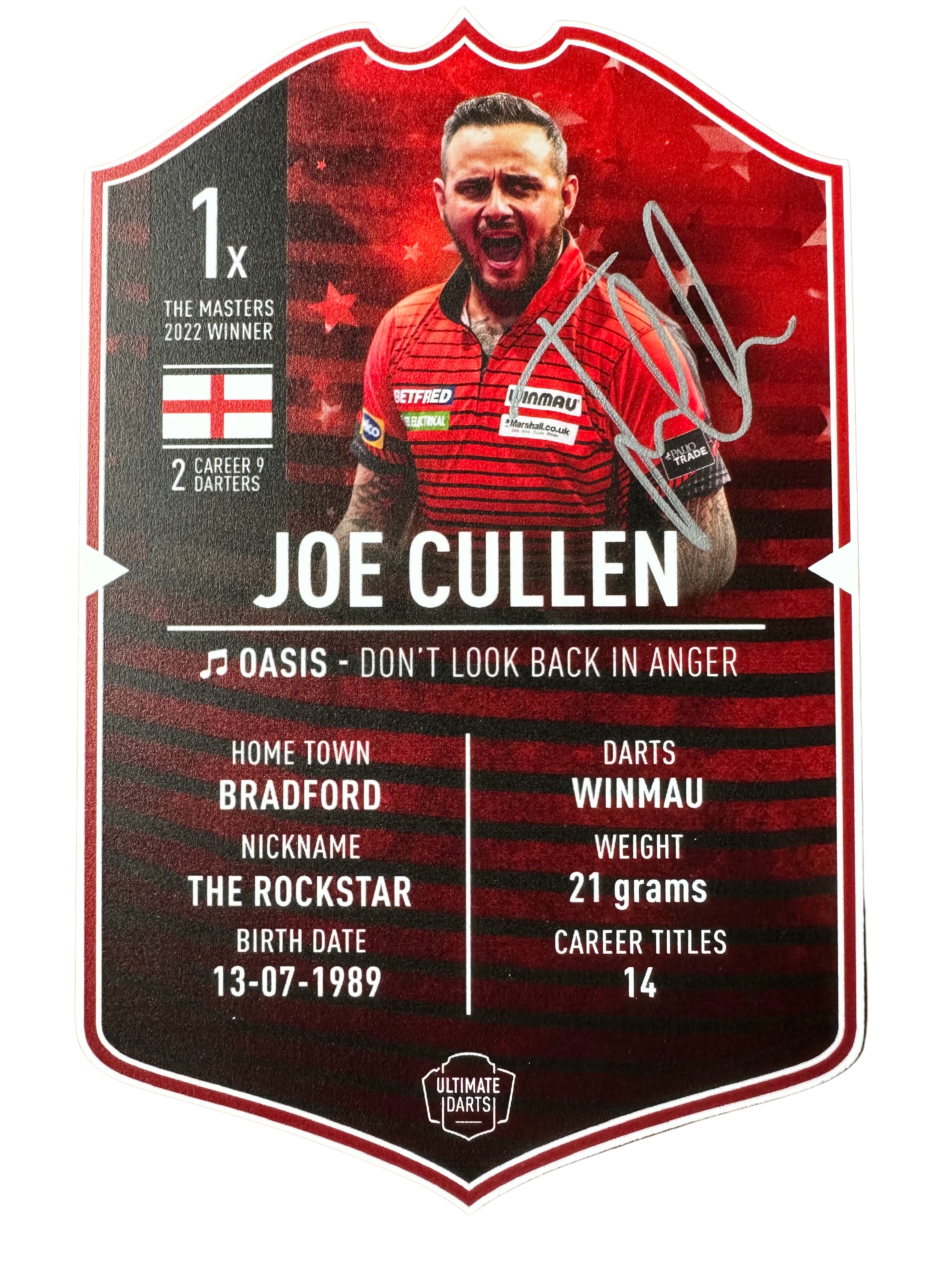 Signed Joe Cullen Small Ultimate Darts Card