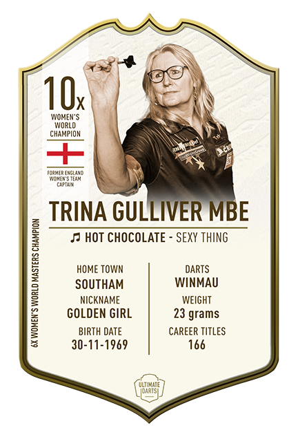 SIGNED IMMORTAL Trina Gulliver MBE Mini Ultimate Darts Card