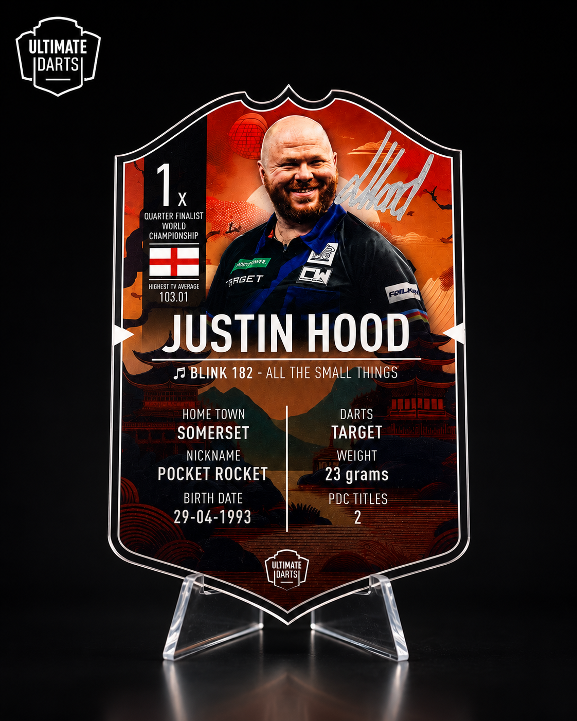 EXCLUSIVE SIGNED Justin Hood 2026 Ultimate Darts Card