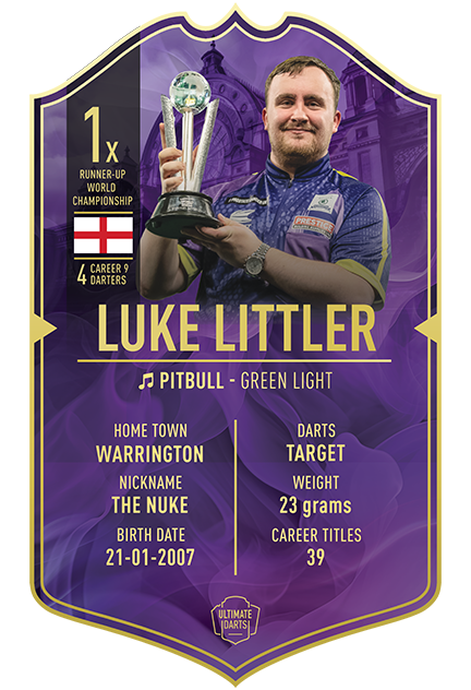 SIGNED VERY EXCLUSIVE RUNNER UP Luke Littler Mini Ultimate Darts Card