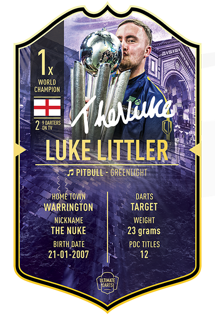 ダーツ LUKE LITTLER WORLD CHAMPION 2025 EDITION SIGNED EXCLUSIVE Luke Littler World Darts Champion 2025 Mini Ultimate