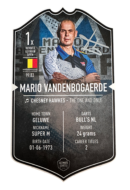 Exclusive Mario vandenBogaerde  *Signed* Mini Ultimate Darts Card