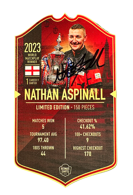 LIMITED EDITION Nathan Aspinall MATCHPLAY WINNER *Signed* Mini Ultimate Darts Card