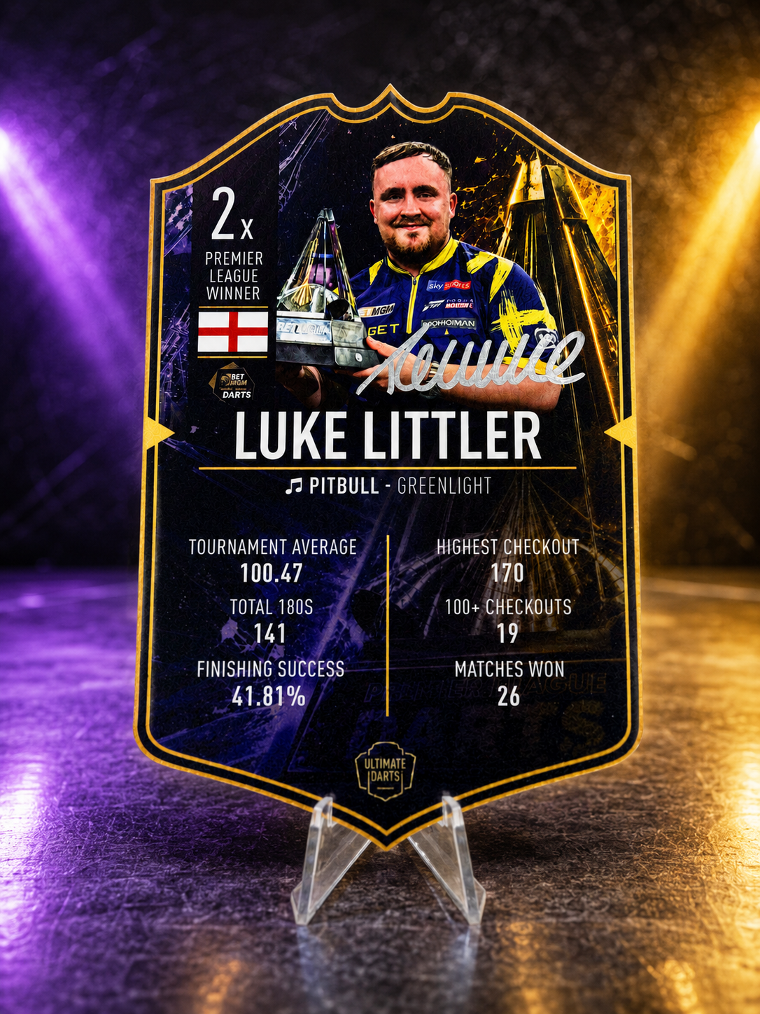 Hand Signed Luke Littler Premier League Champion 2026 Ultimate Darts Card
