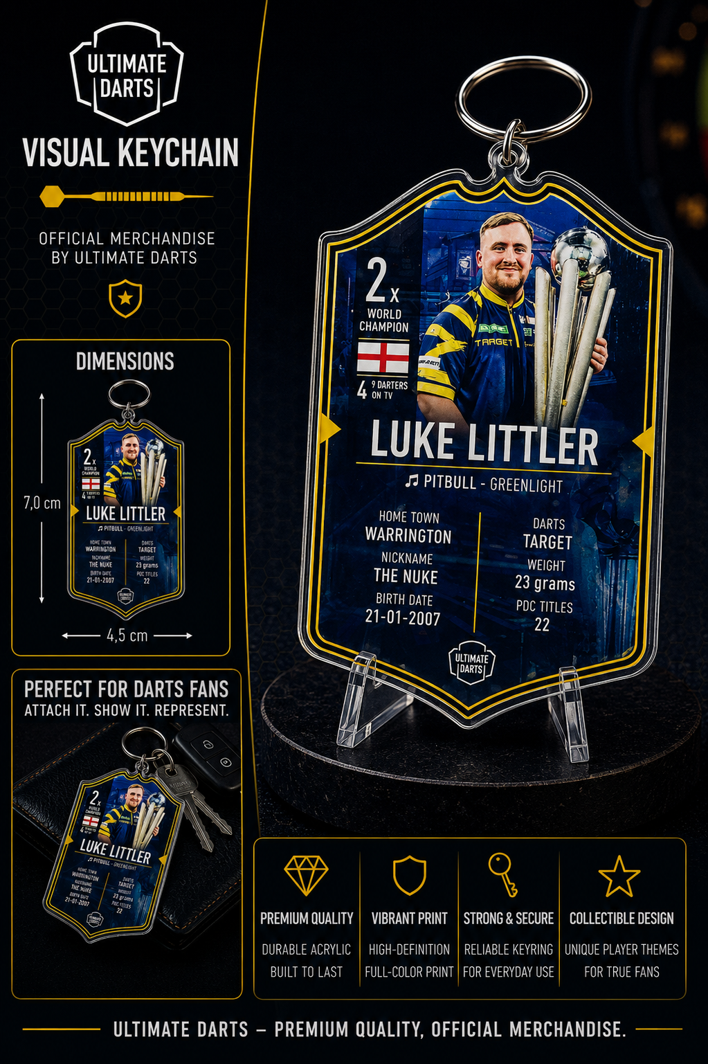 Luke Littler World Champion 2026 Keychain