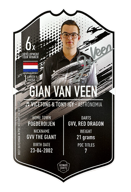 Gian van Veen Signed Ultimate Darts Card