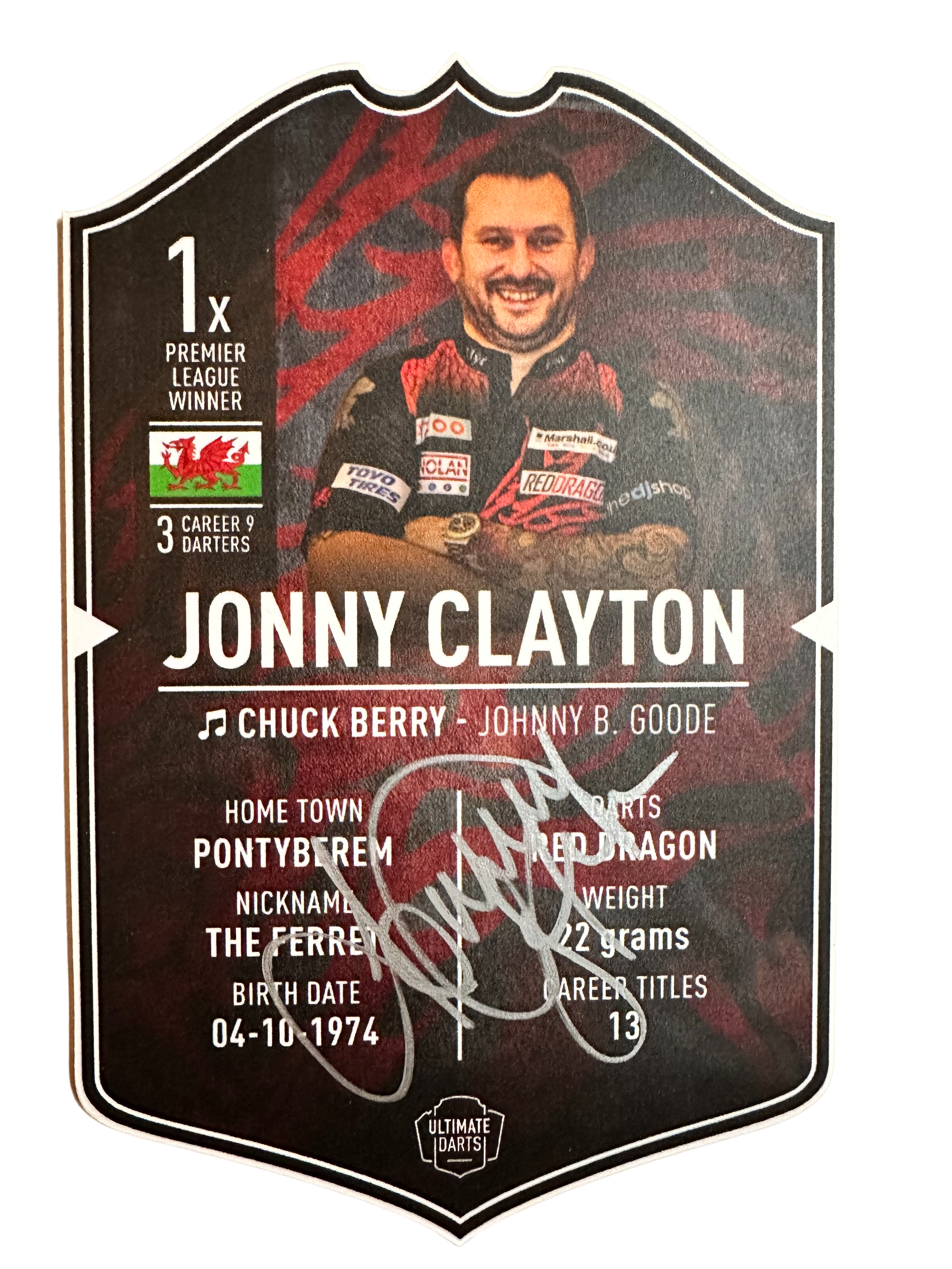 Signed Jonny Clayton Small Ultimate Darts Card