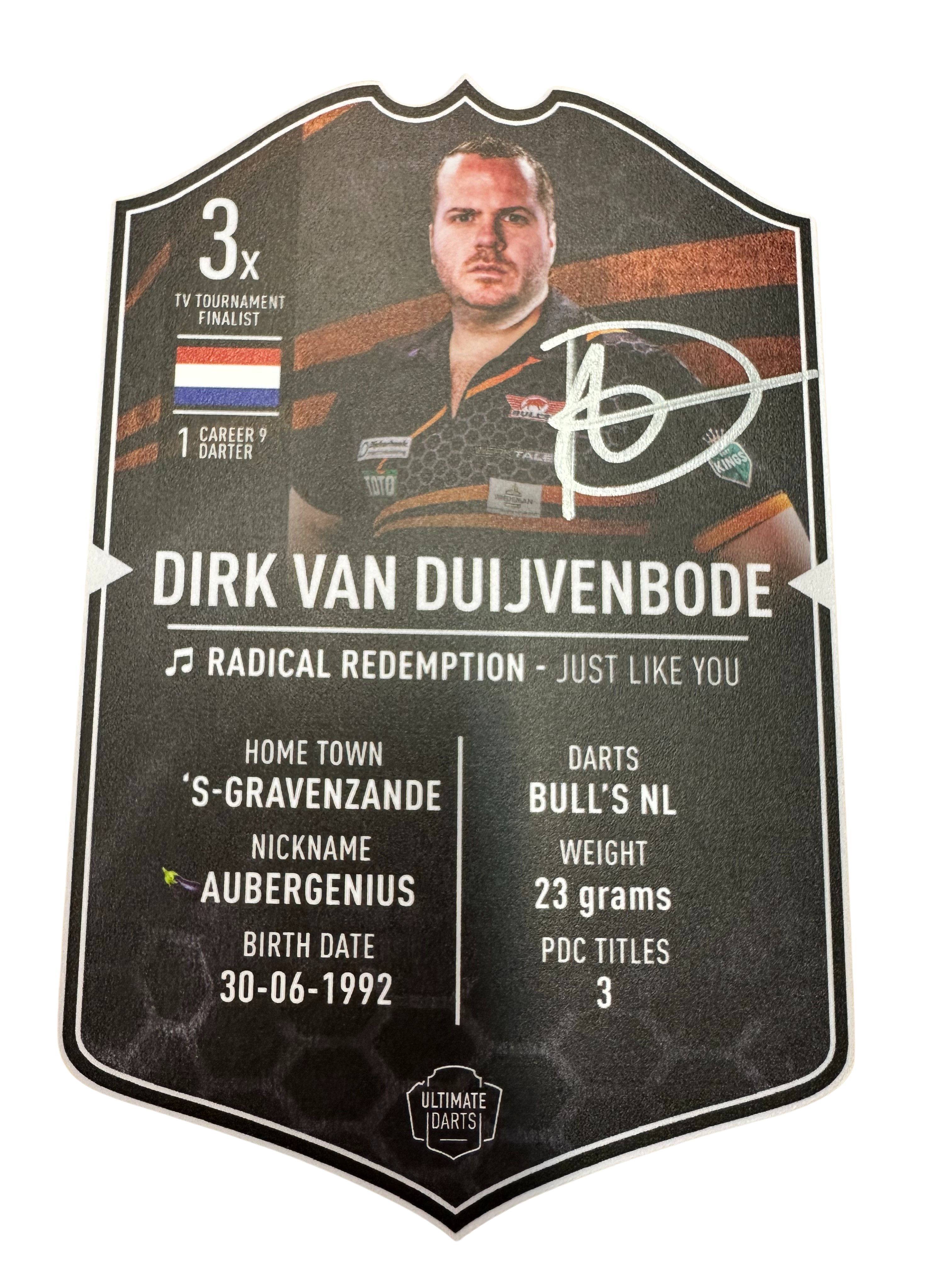 Signed Dirk van Duijvenbode Small Ultimate Darts Card