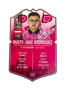 Signed Rusty-Jake Rodriguez Small Ultimate Darts Card