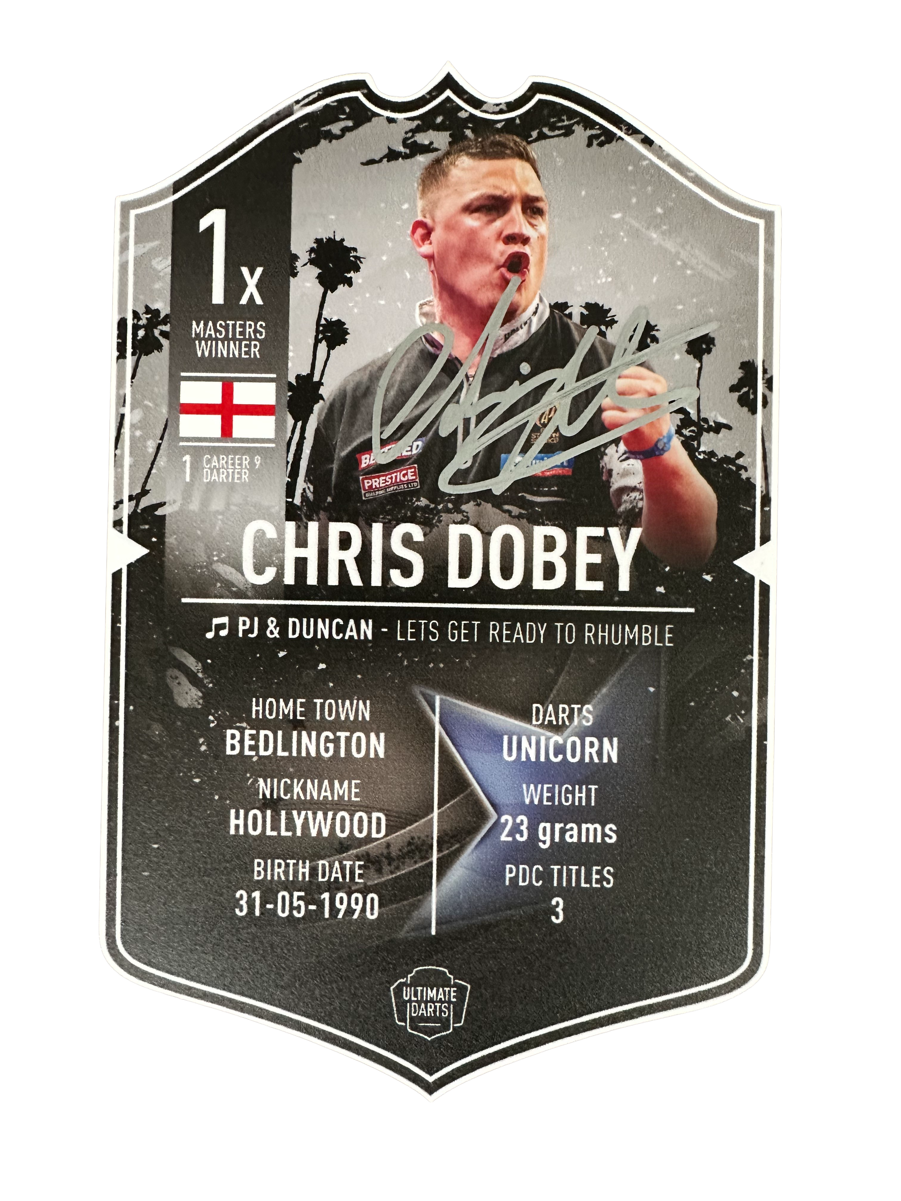 Signed Chris Dobey Small Ultimate Darts Card