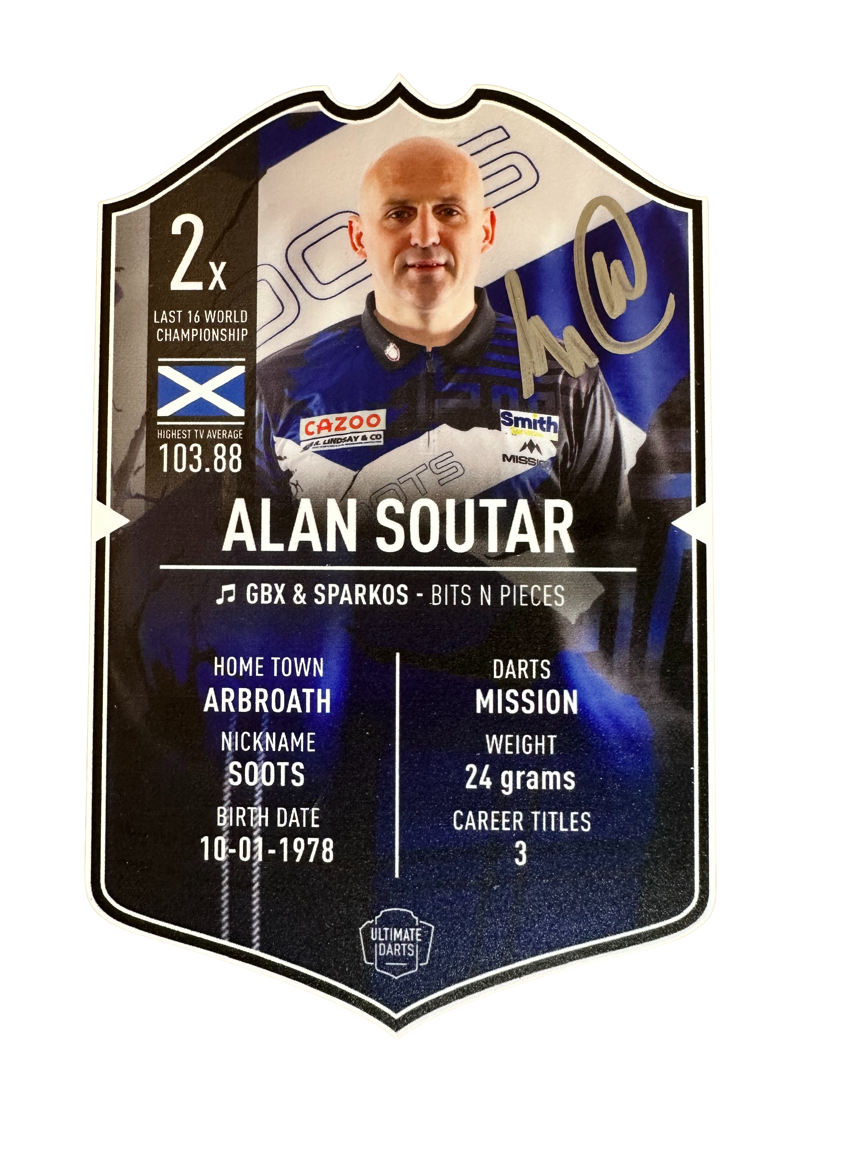 Alan Soutar signed small Ultimate Darts Card