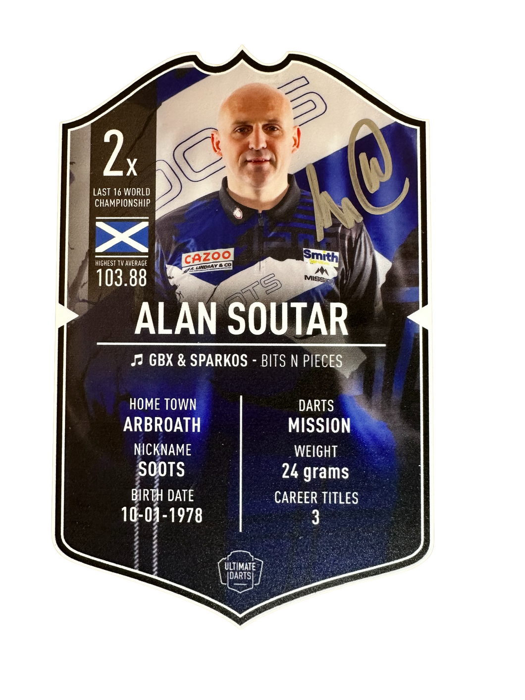 Alan Soutar signed small Ultimate Darts Card