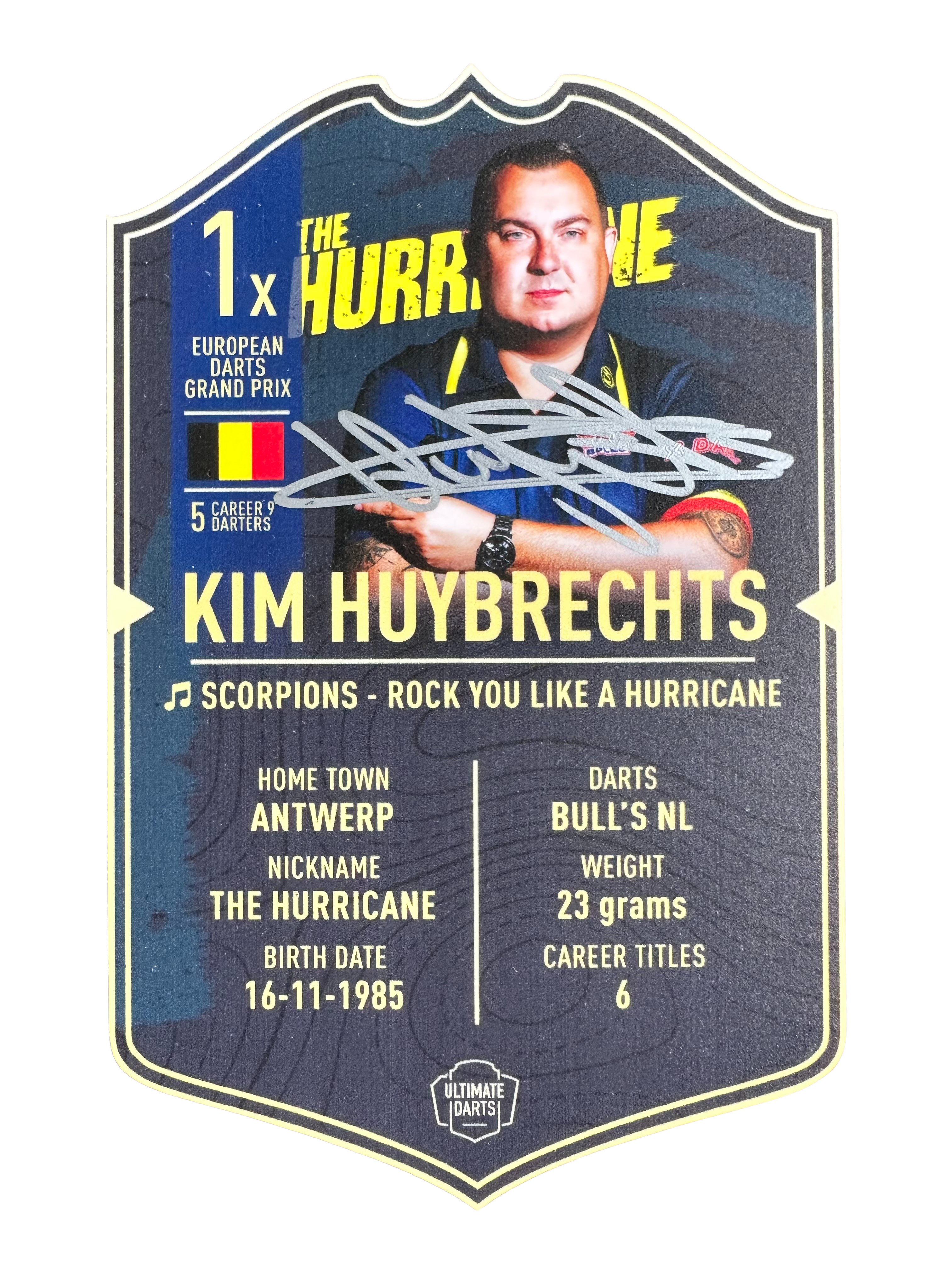 Signed Kim Huybrechts Small Ultimate Darts Card