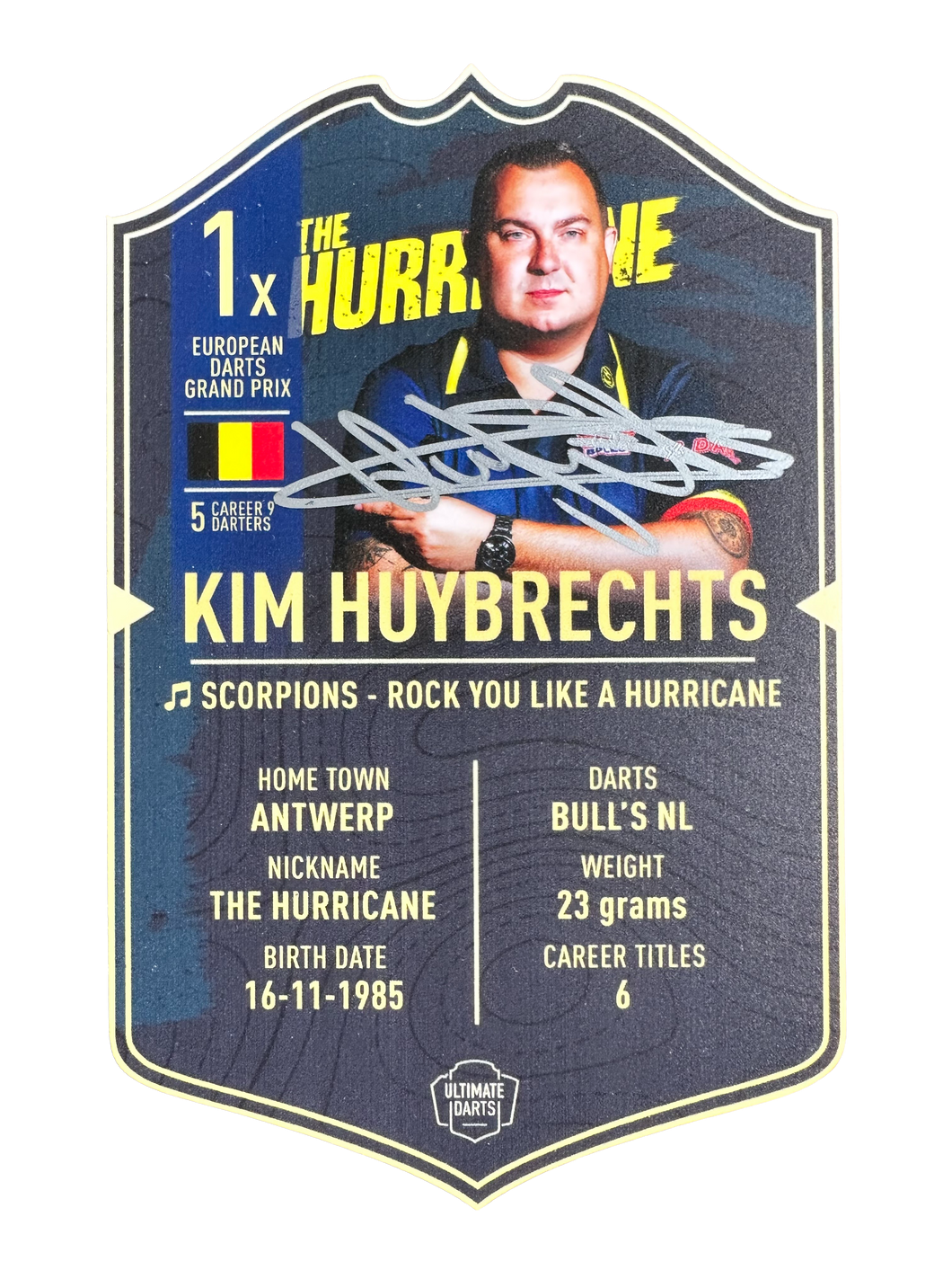 Signed Kim Huybrechts Small Ultimate Darts Card