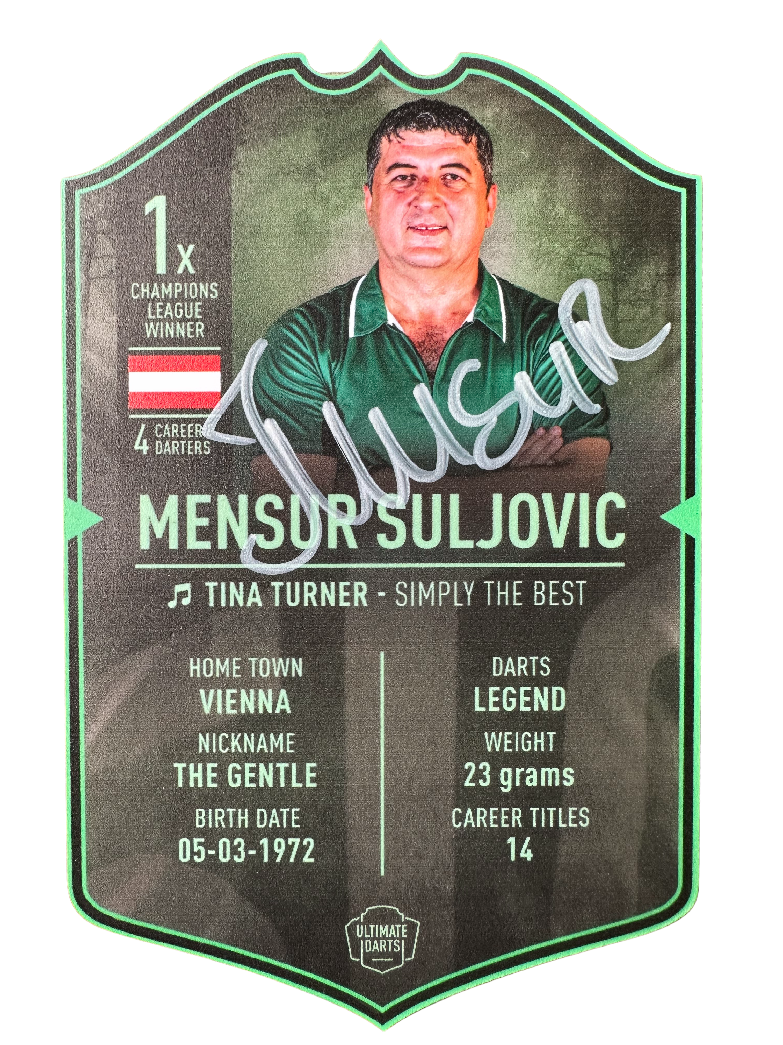 Signed Mensur Suljovic Small Ultimate Darts Card