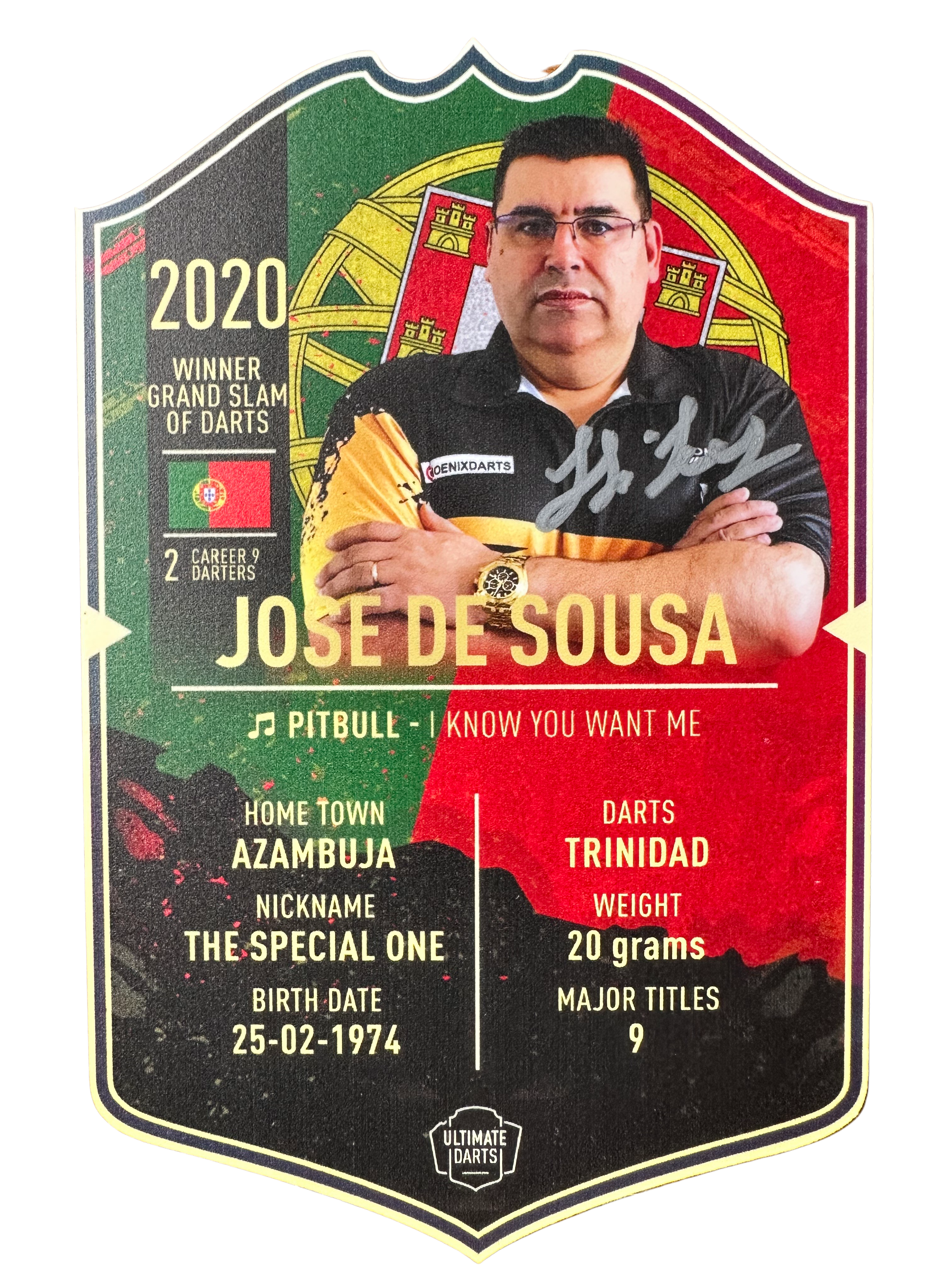Signed Jose de Sousa Small Ultimate Darts Card