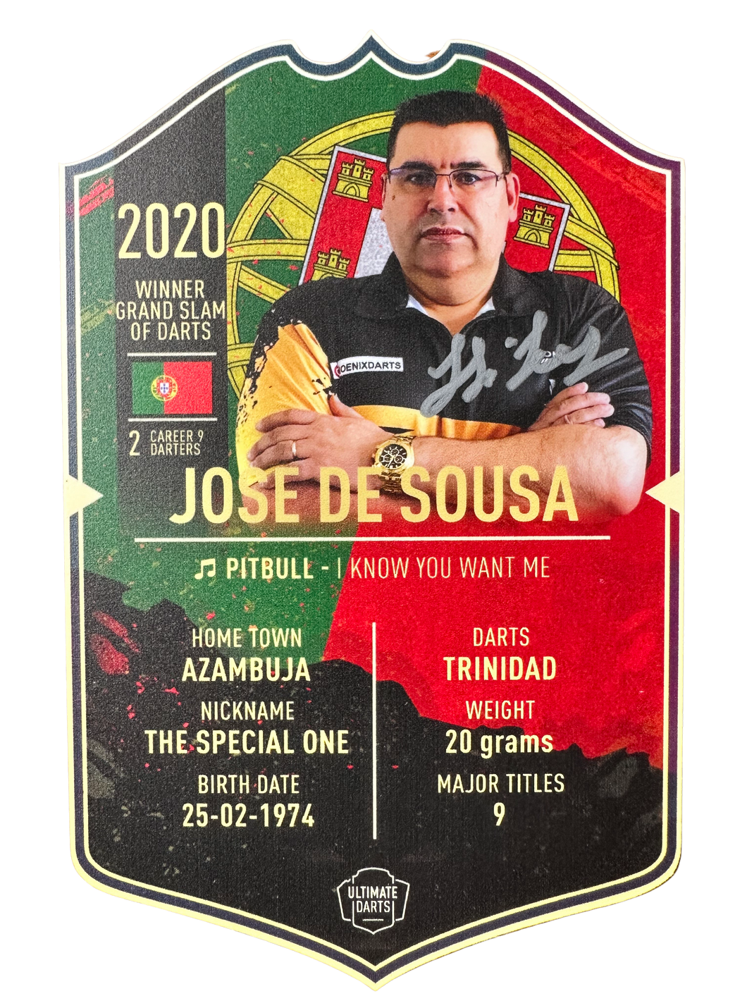 Signed Jose de Sousa Small Ultimate Darts Card
