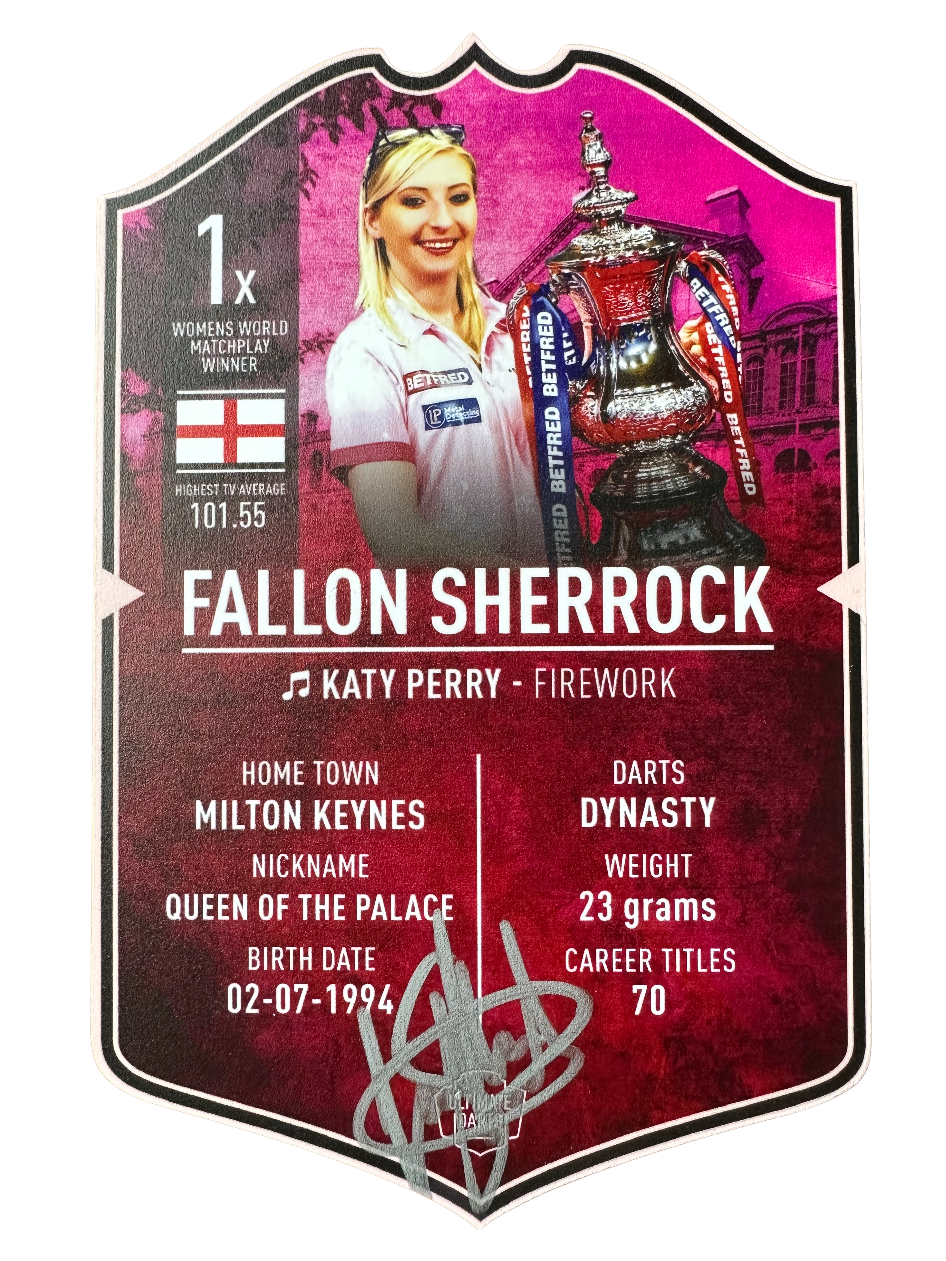 Signed Fallon Sherrock Small Ultimate Darts Card