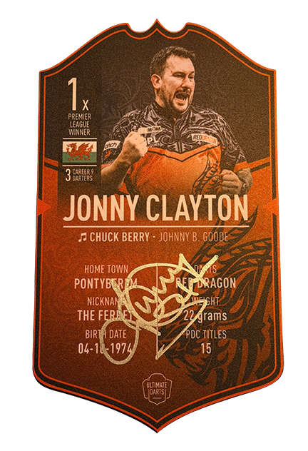 SIGNED JONNY CLAYTON 2026 Mini Ultimate Darts Card