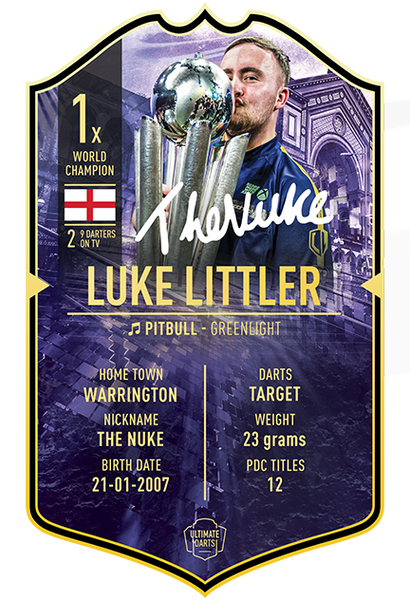 ダーツ LUKE LITTLER WORLD CHAMPION 2025 EDITION SIGNED EXCLUSIVE Luke Littler World Darts Champion 2025 Mini Ultimate