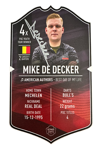 Mike de Decker Signed Ultimate Darts Card