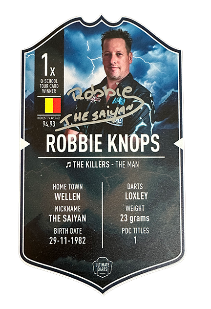 Robbie Knops Signed Ultimate Darts Card