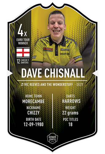 DAVE CHISNALL ULTIMATE DARTS CARD - Ultimate Darts