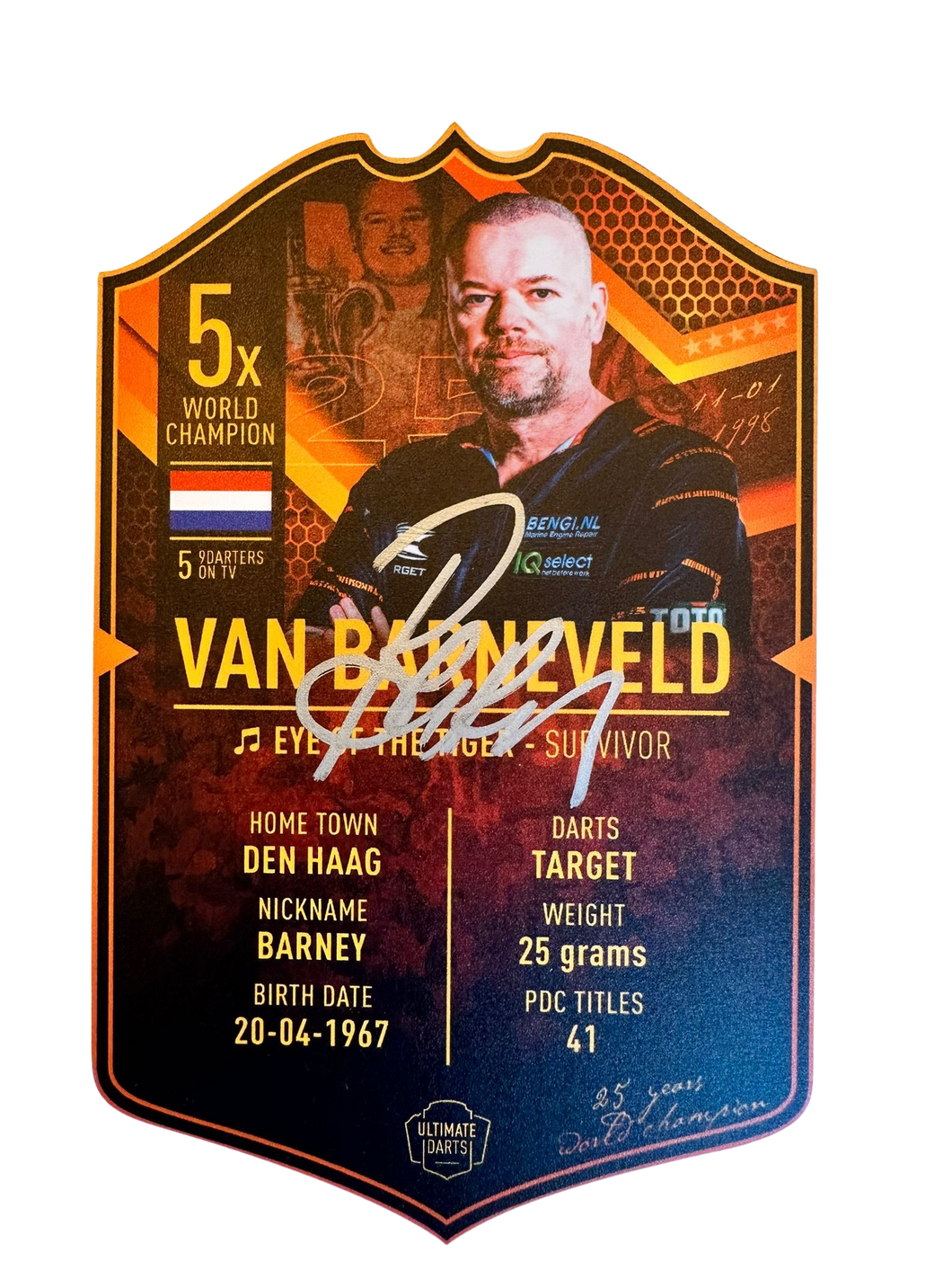 Exclusive Raymond Van Barneveld *Signed* Mini Ultimate Darts Card - Ultimate Darts
