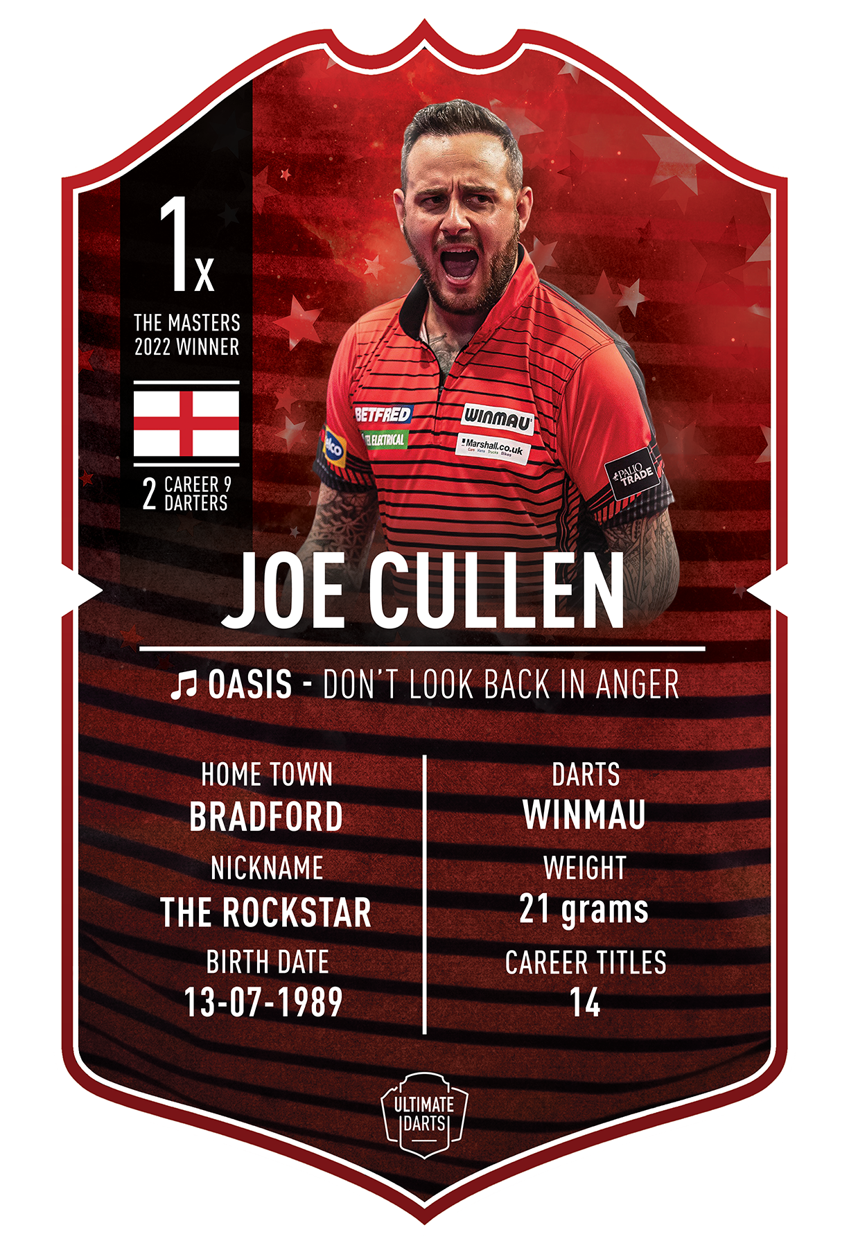 JOE CULLEN ULTIMATE DARTS CARD - Ultimate Darts