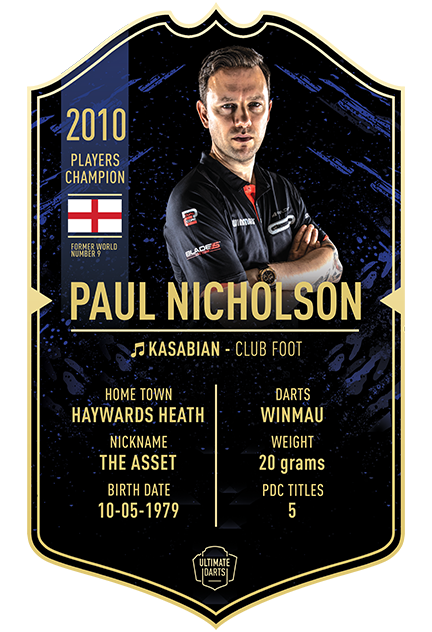 PAUL NICHOLSON ULTIMATE DARTS CARD - Ultimate Darts